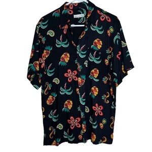 Vintage Pierre Cardin Men’s Pineapple Palm Tree Short Sleeved Button Down Med